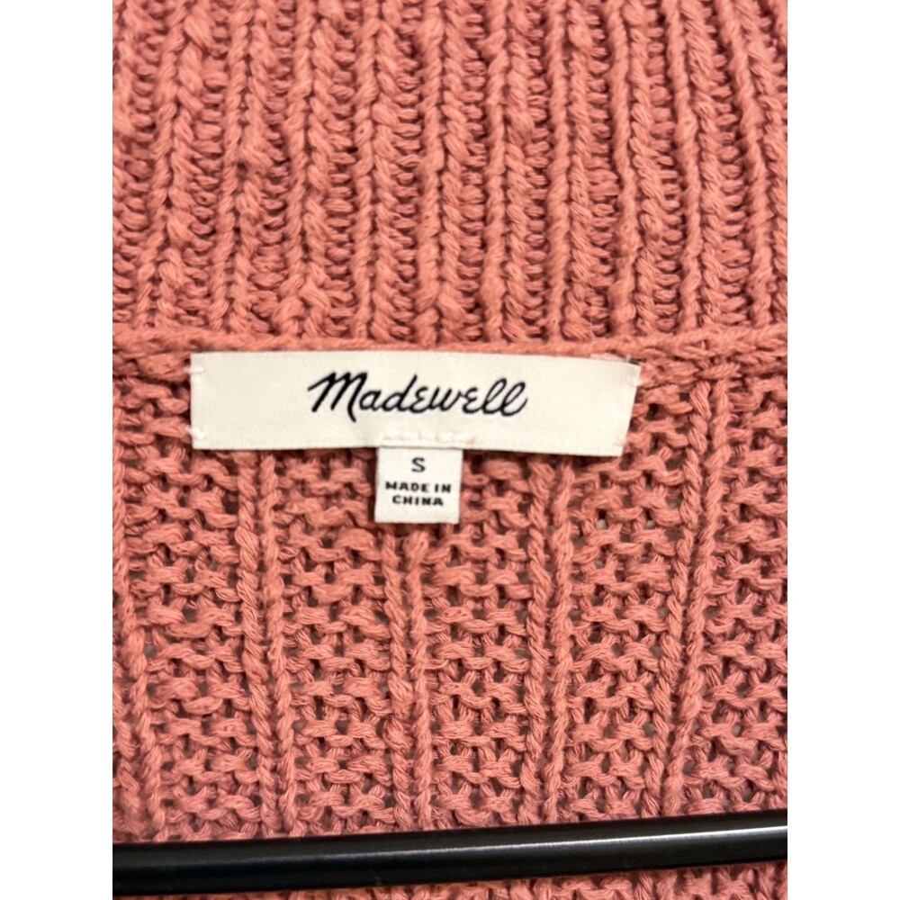 Madewell Bobble Knit Cardigan Dusty Rose Open Front Pom Pom Sleeve Size Small - Picture 2 of 7